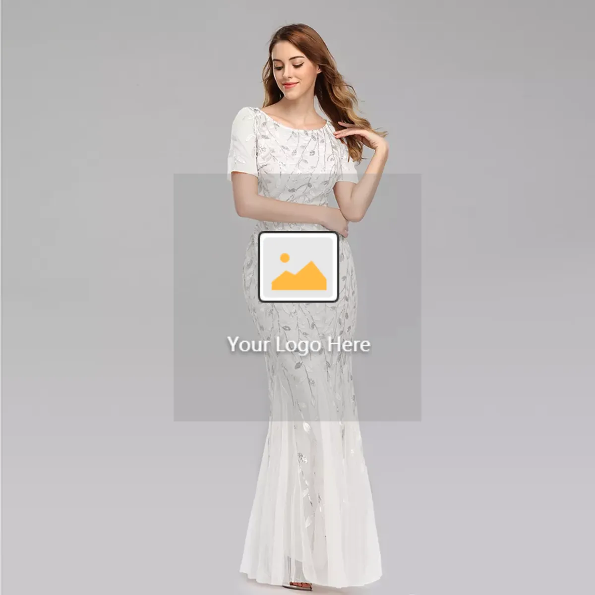 Deep V-Neck Elegant Woman Formal Maxi Evening party dress