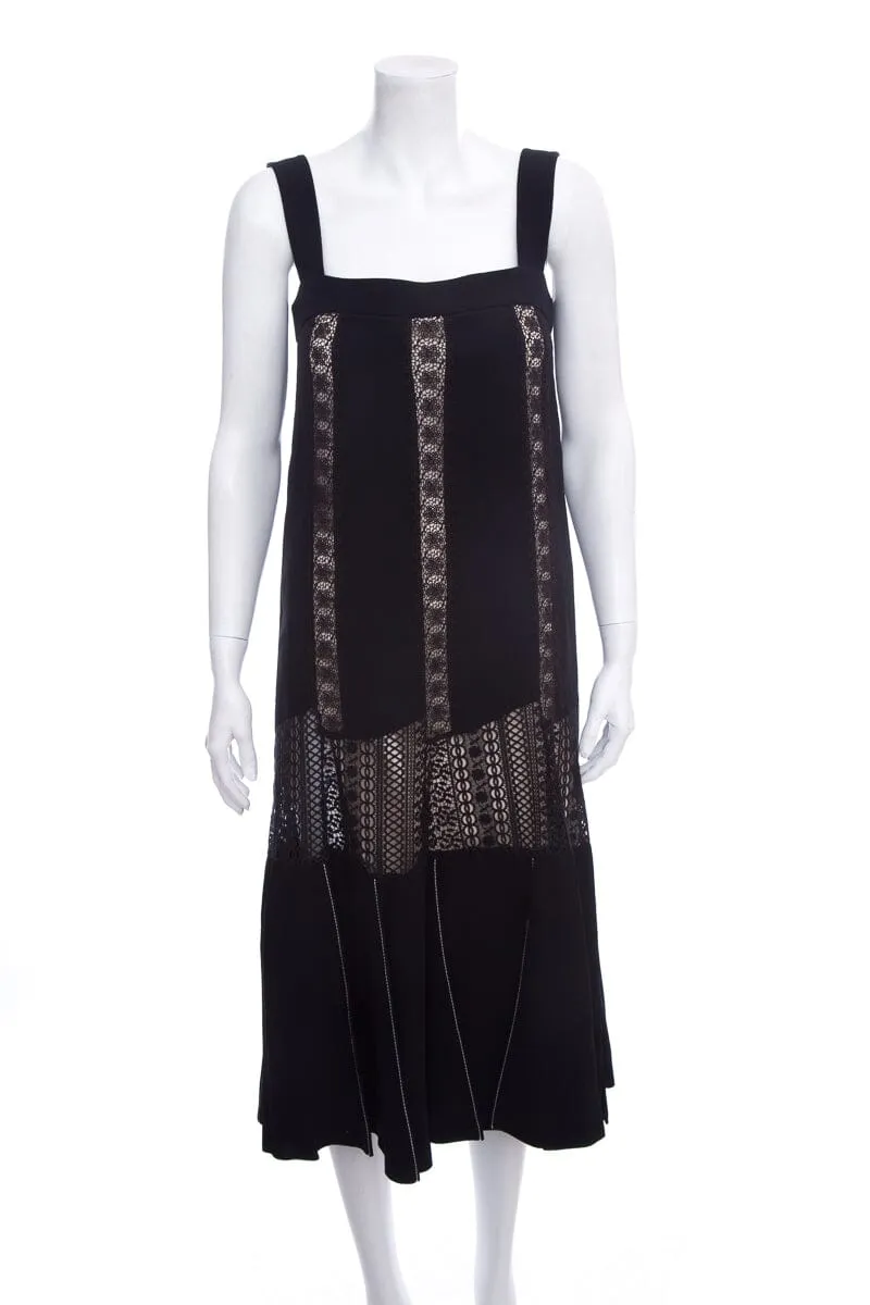 Derek Lam Black Sleeveless Lace Detail Dress SZ 38 NWT