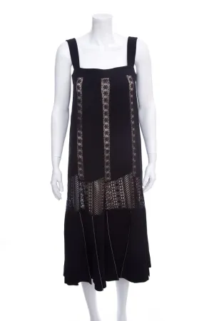Derek Lam Black Sleeveless Lace Detail Dress SZ 38 NWT