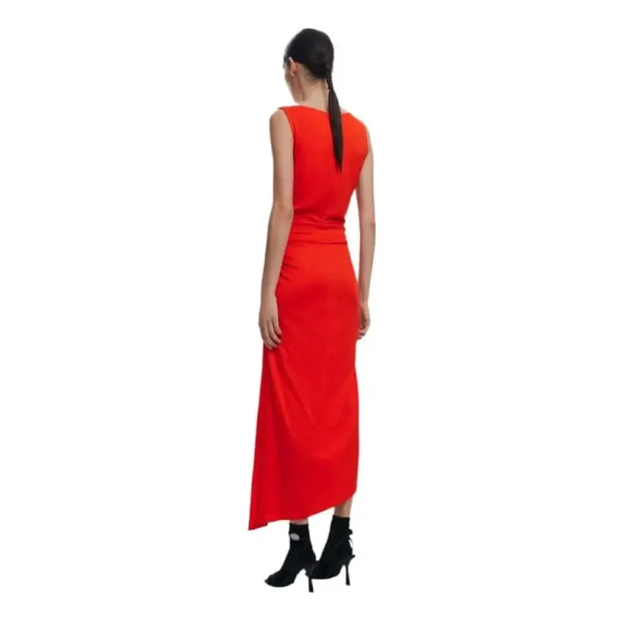 Desigual Sleeveless Red Floral Boat Neck Dress