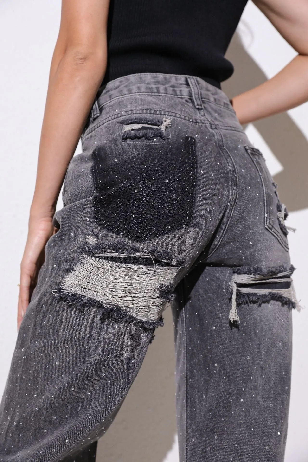 Destroyed Stone Jeans ( No Stretch )
