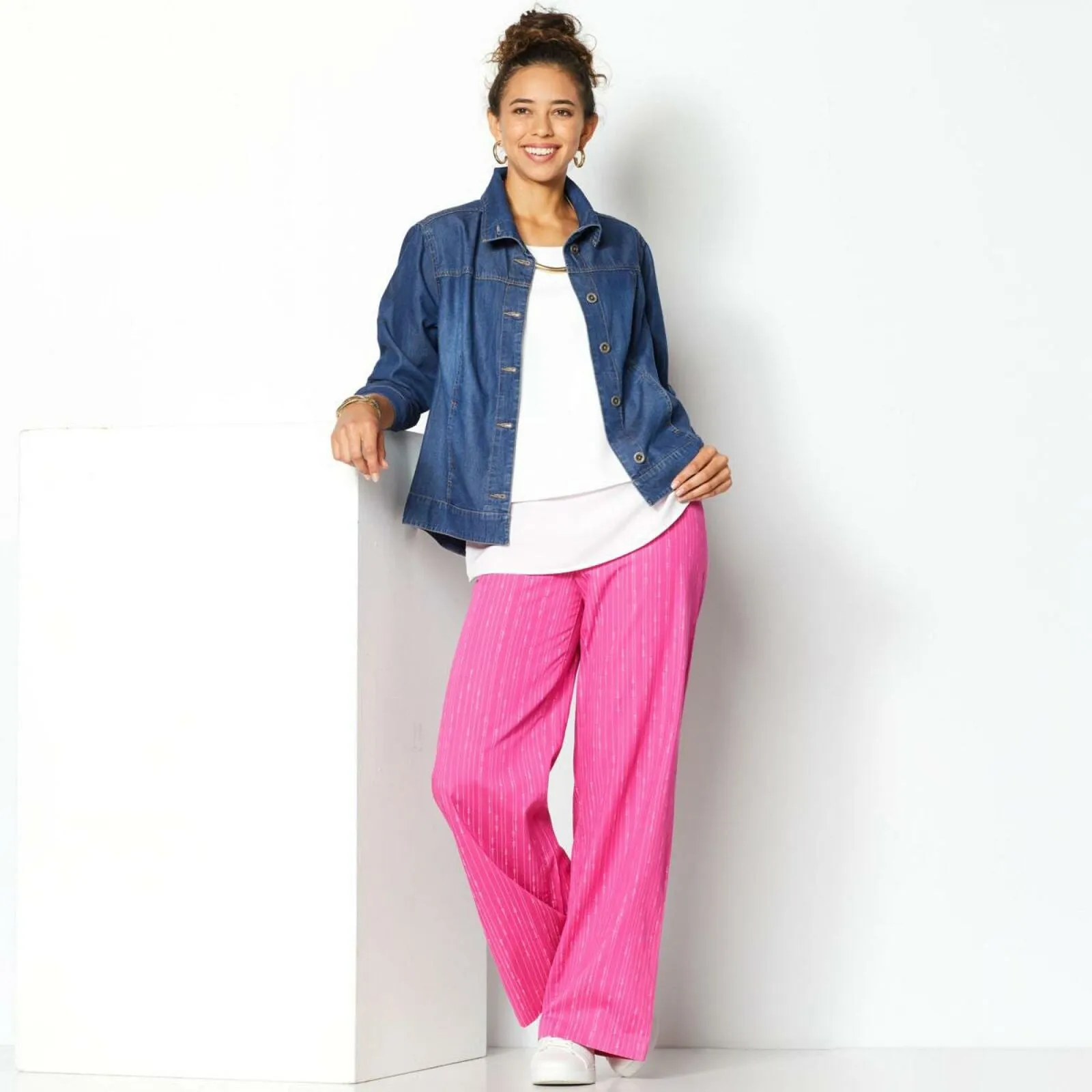 DG2 by Diane Gilman Women's Tall Elastic Waist Wide Leg Pants