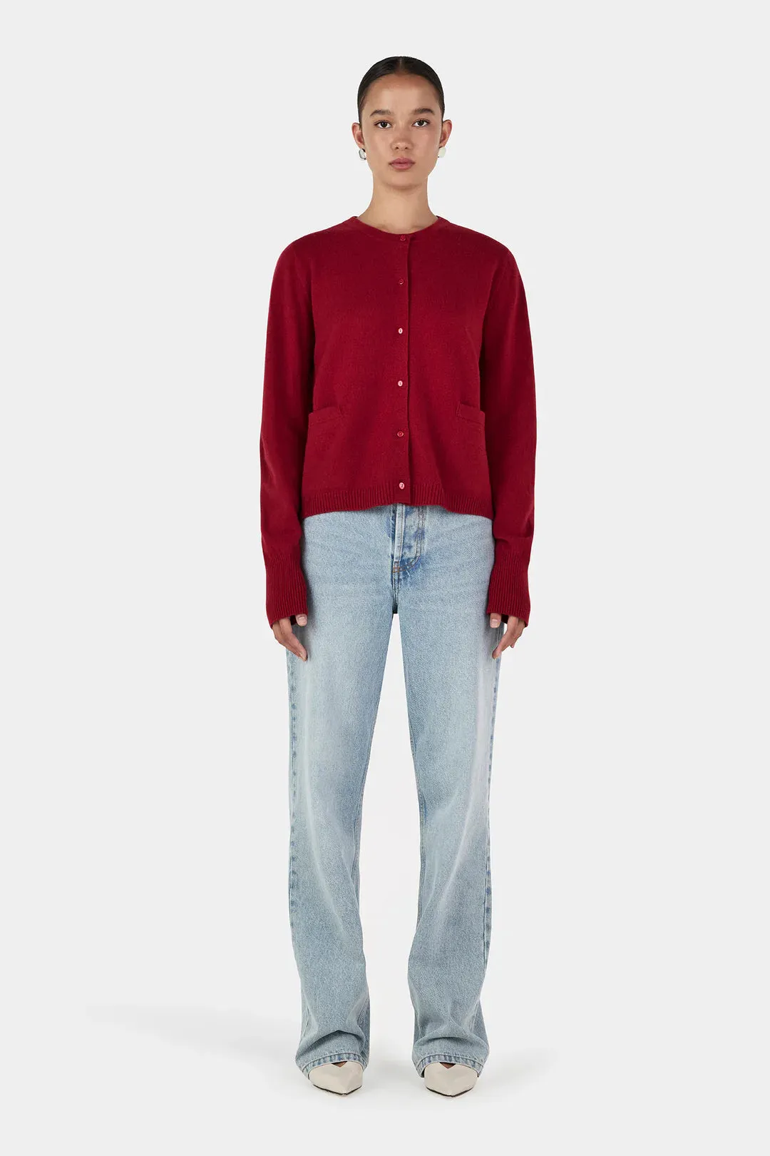 Dolly Cashmere Cardigan - Red Dahlia