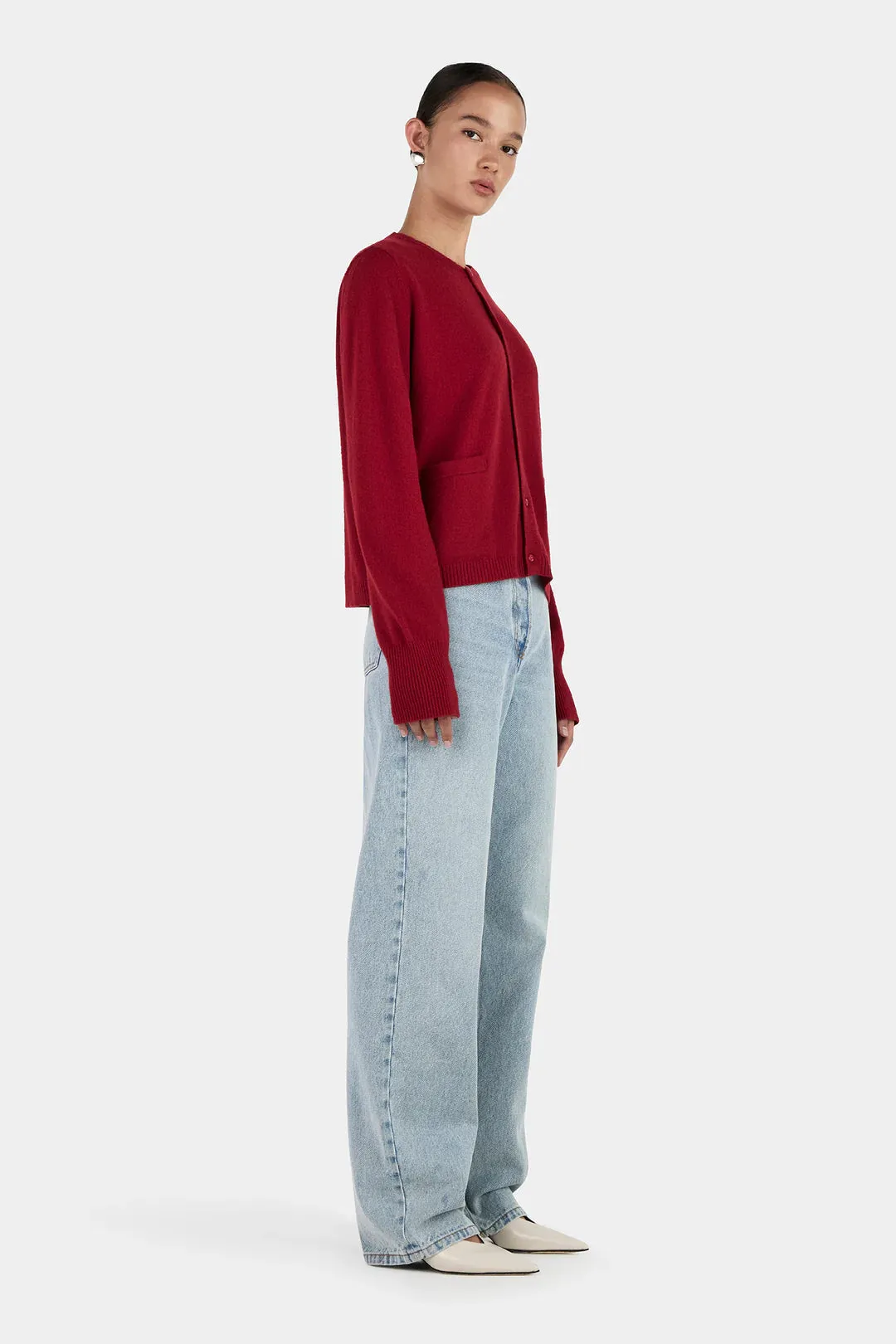 Dolly Cashmere Cardigan - Red Dahlia