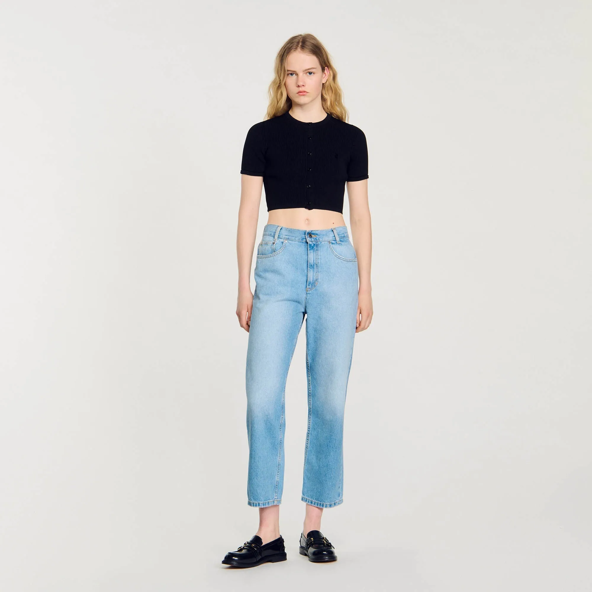 Dony Cropped Cardigan Black