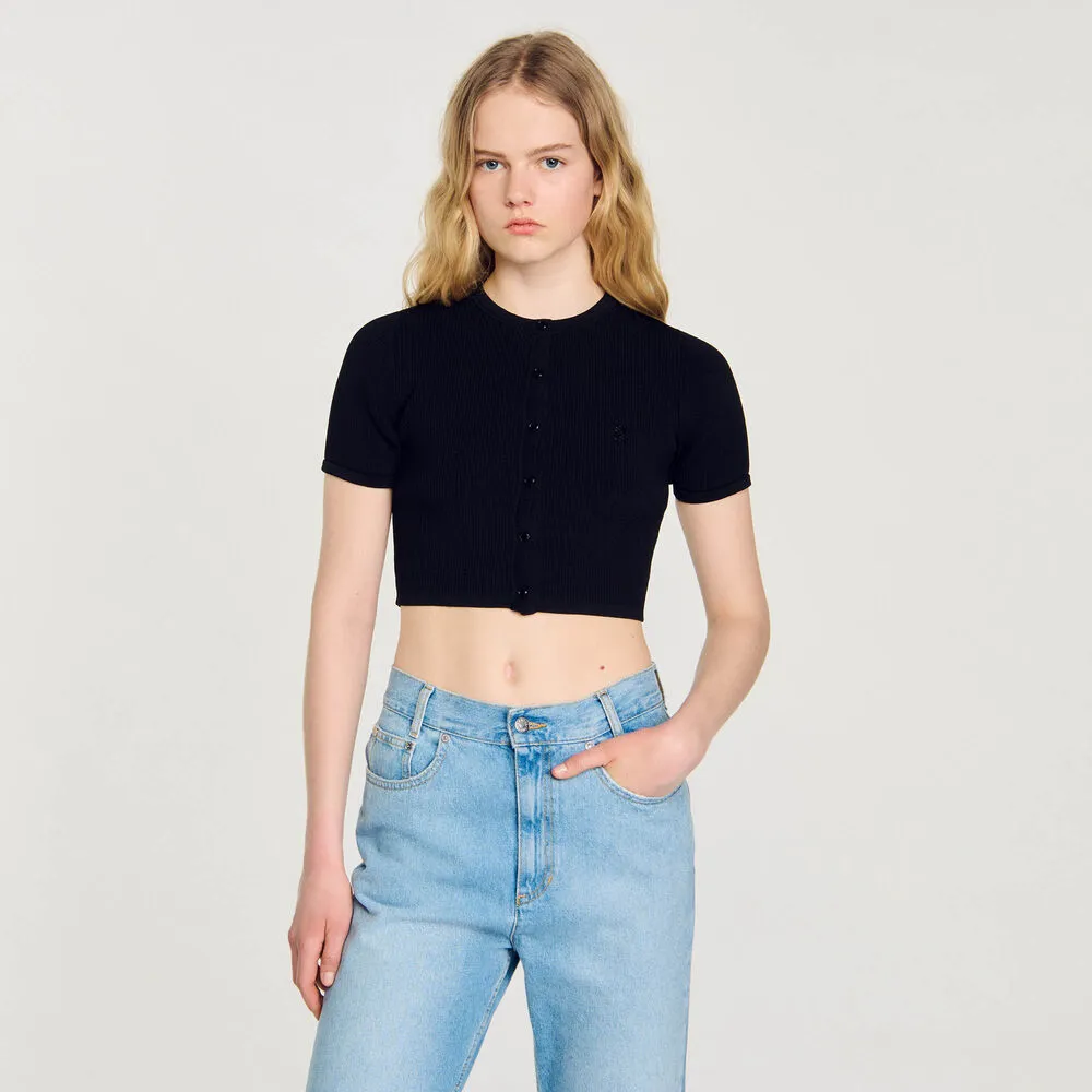 Dony Cropped Cardigan Black