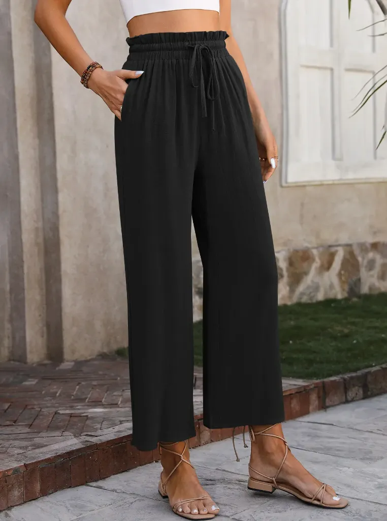 Drawstring Wide Leg Pants