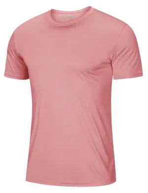 Dry Fit Shirts Men Workout Shirts Summer UPF 50 Shirts Rash Guards Shirts Moisture Wicking Running T-Shirt Outdoor Tshirts Grey Pink