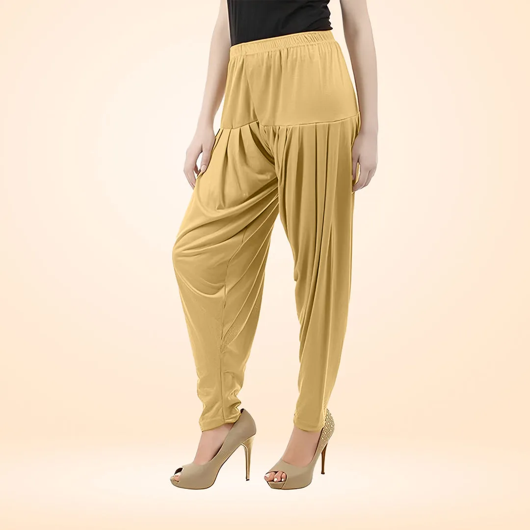 Durable and Comfortable Viscose Rayon Patiala Pants for Women - Beige