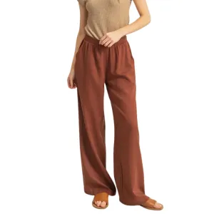 ELASTIC WAIST WIDE LEG PANTS