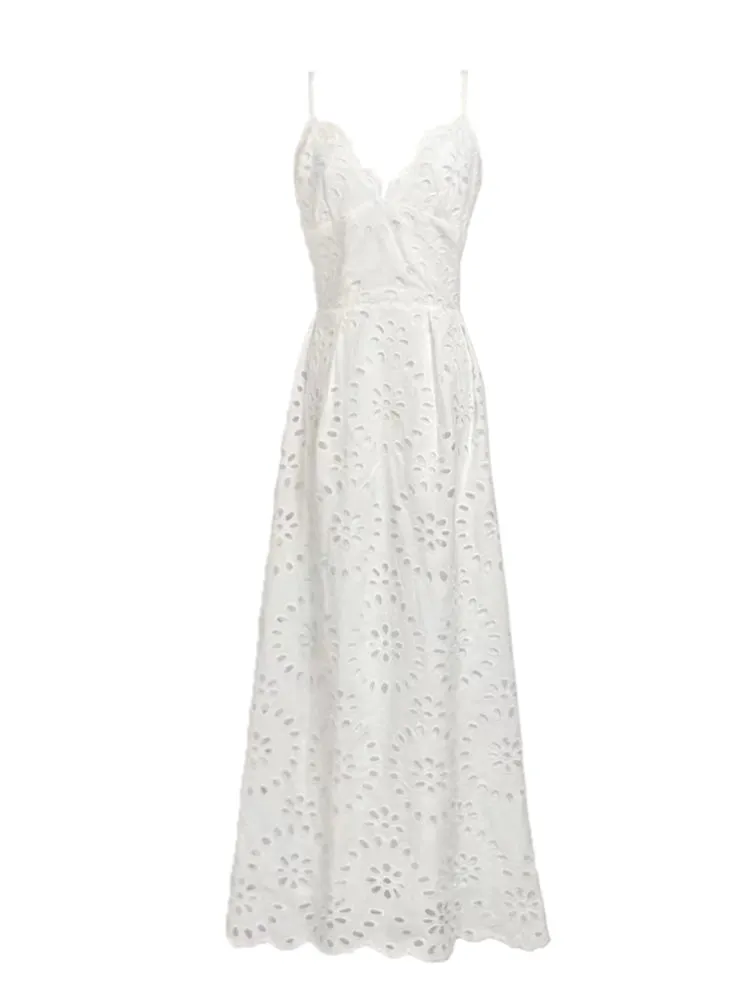 Embroidered Camisole Hollow Out Sleeveless Dresses