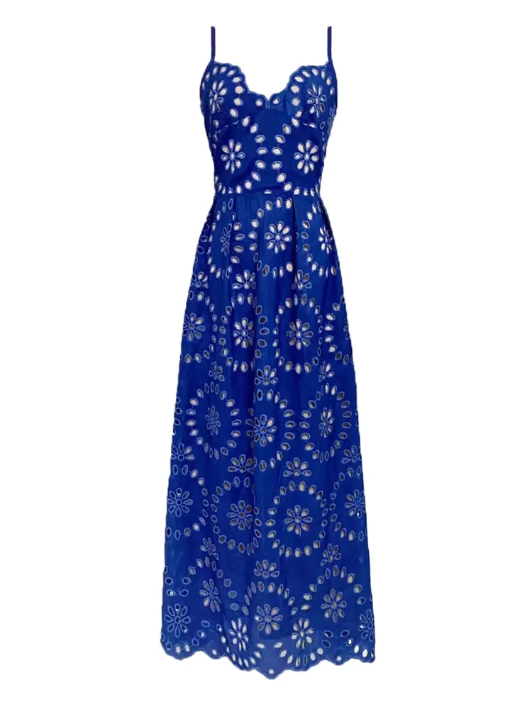 Embroidered Camisole Hollow Out Sleeveless Dresses