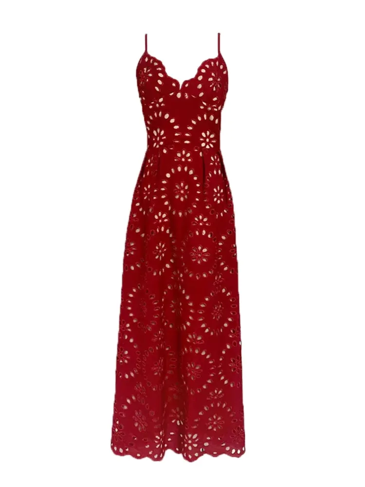 Embroidered Camisole Hollow Out Sleeveless Dresses