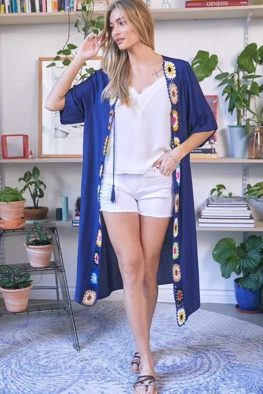 Embroidered Long Kimono