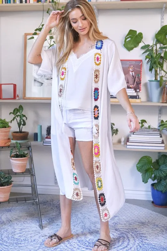 Embroidered Long Kimono