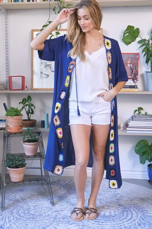 Embroidered Long Kimono