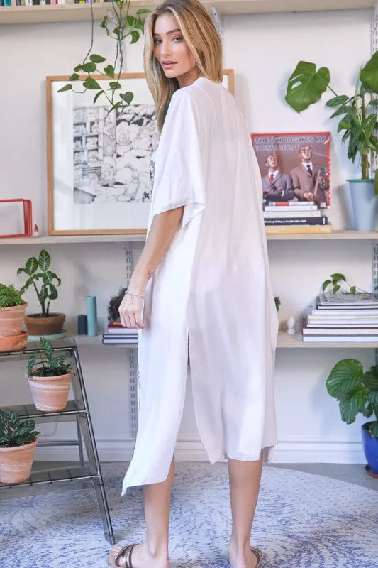 Embroidered Long Kimono