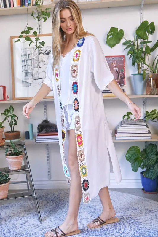 Embroidered Long Kimono