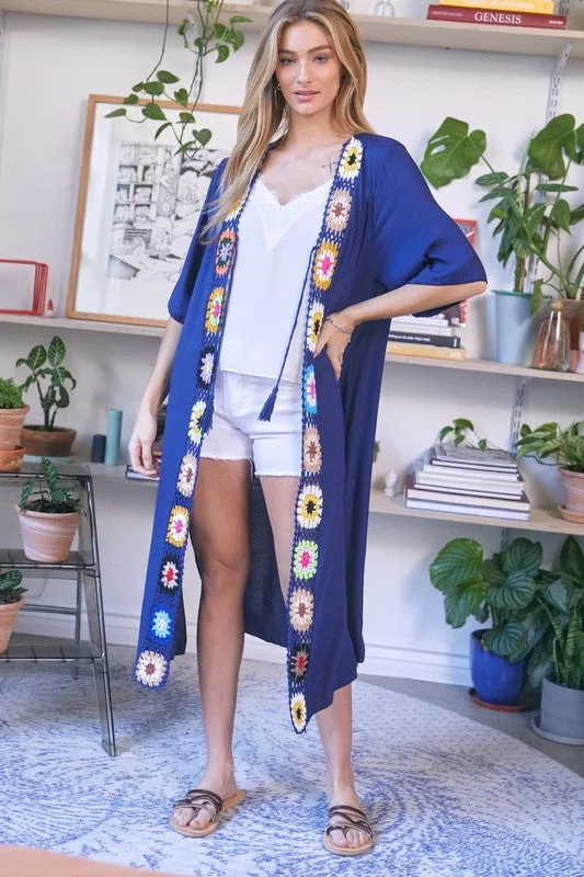 Embroidered Long Kimono