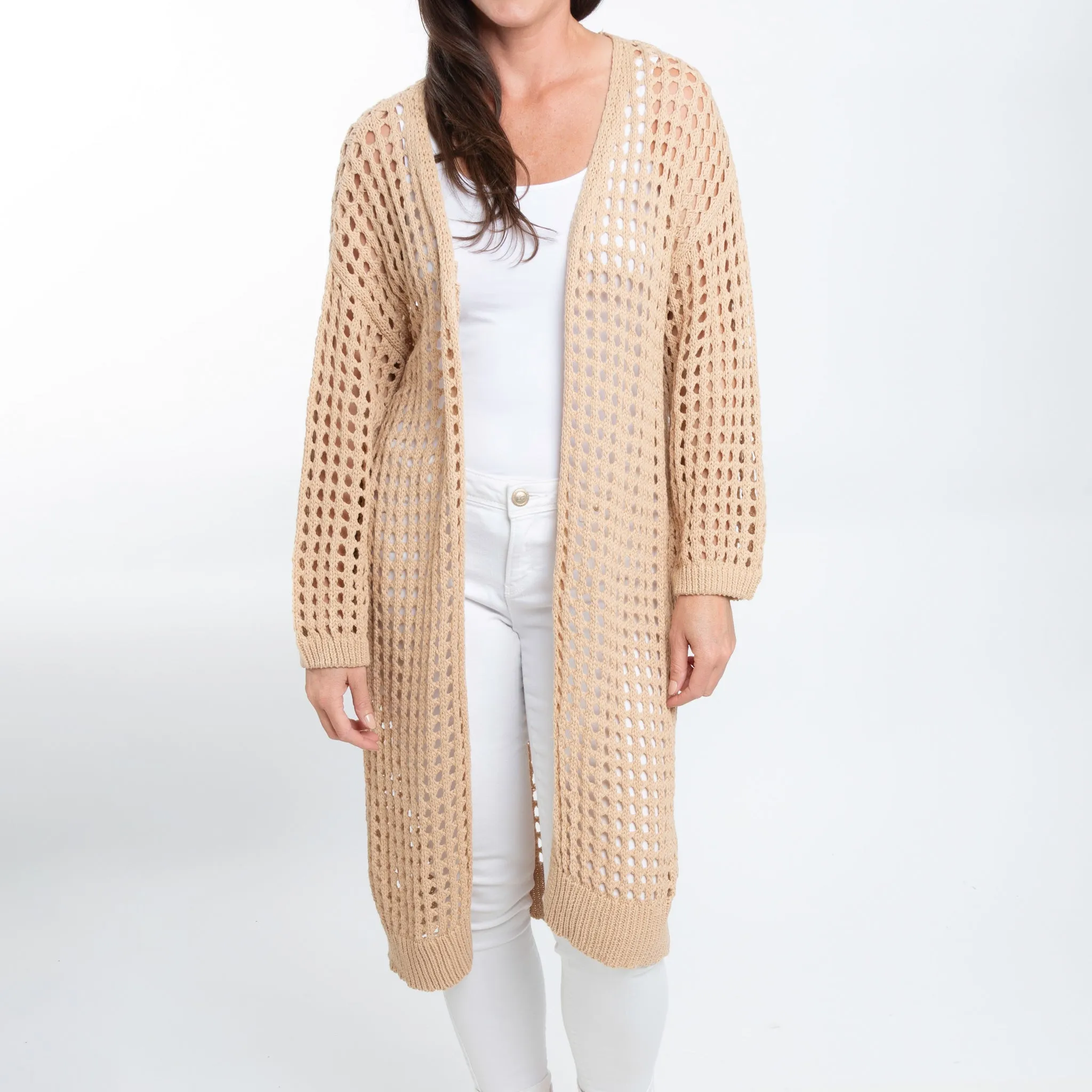 Enya Long Crochet Cardigan