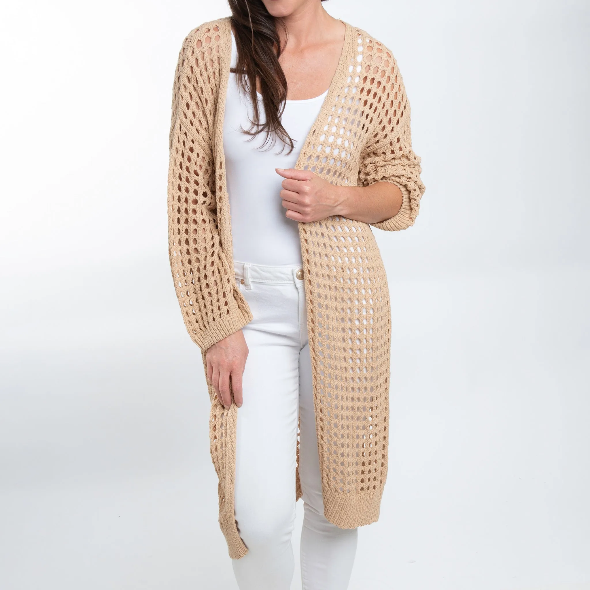 Enya Long Crochet Cardigan
