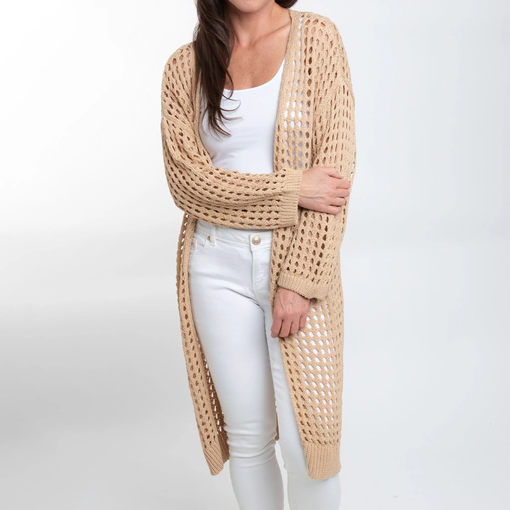 Enya Long Crochet Cardigan