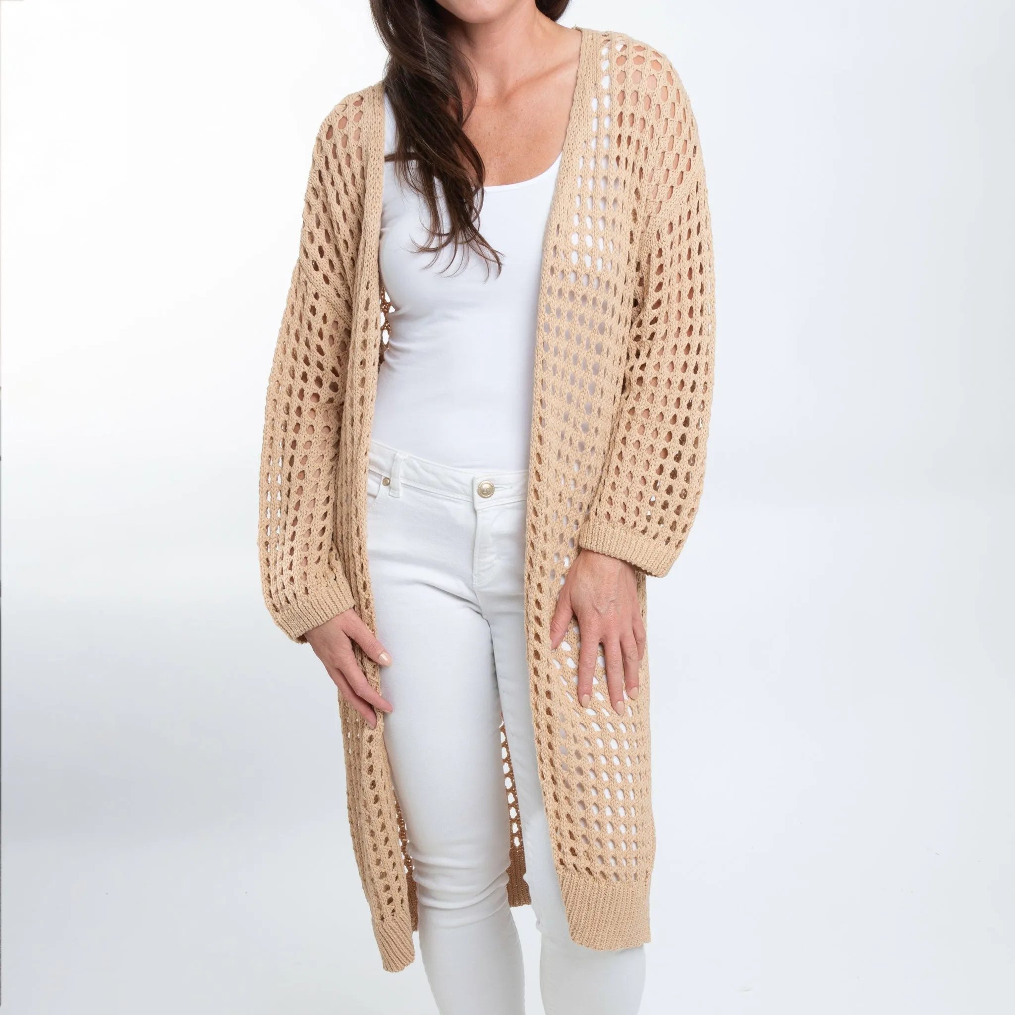 Enya Long Crochet Cardigan