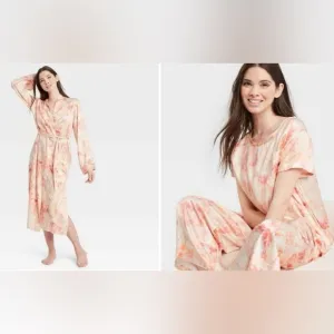 EUC- Stars Above 3 Pc. Tie-Dye Satin Robe and Pajama Set