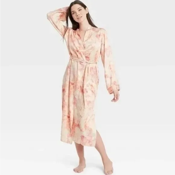EUC- Stars Above 3 Pc. Tie-Dye Satin Robe and Pajama Set