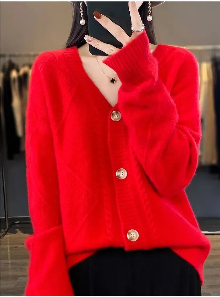 Every - Winter Strickjacke mit V-Ausschnitt