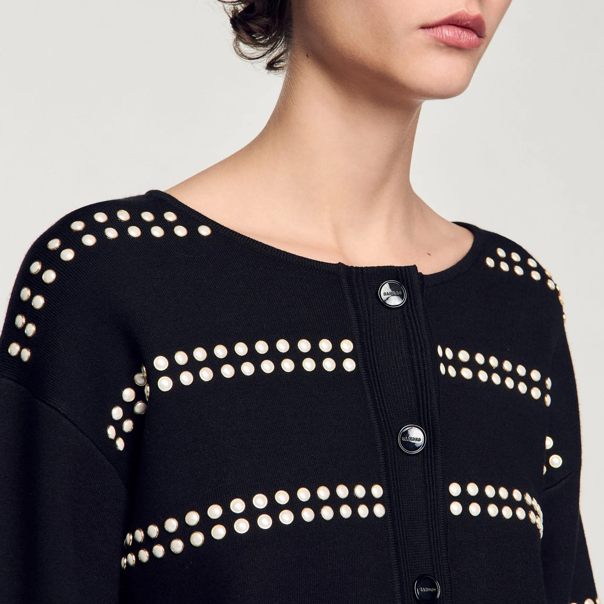 Fantaisie Studded Cardigan Black