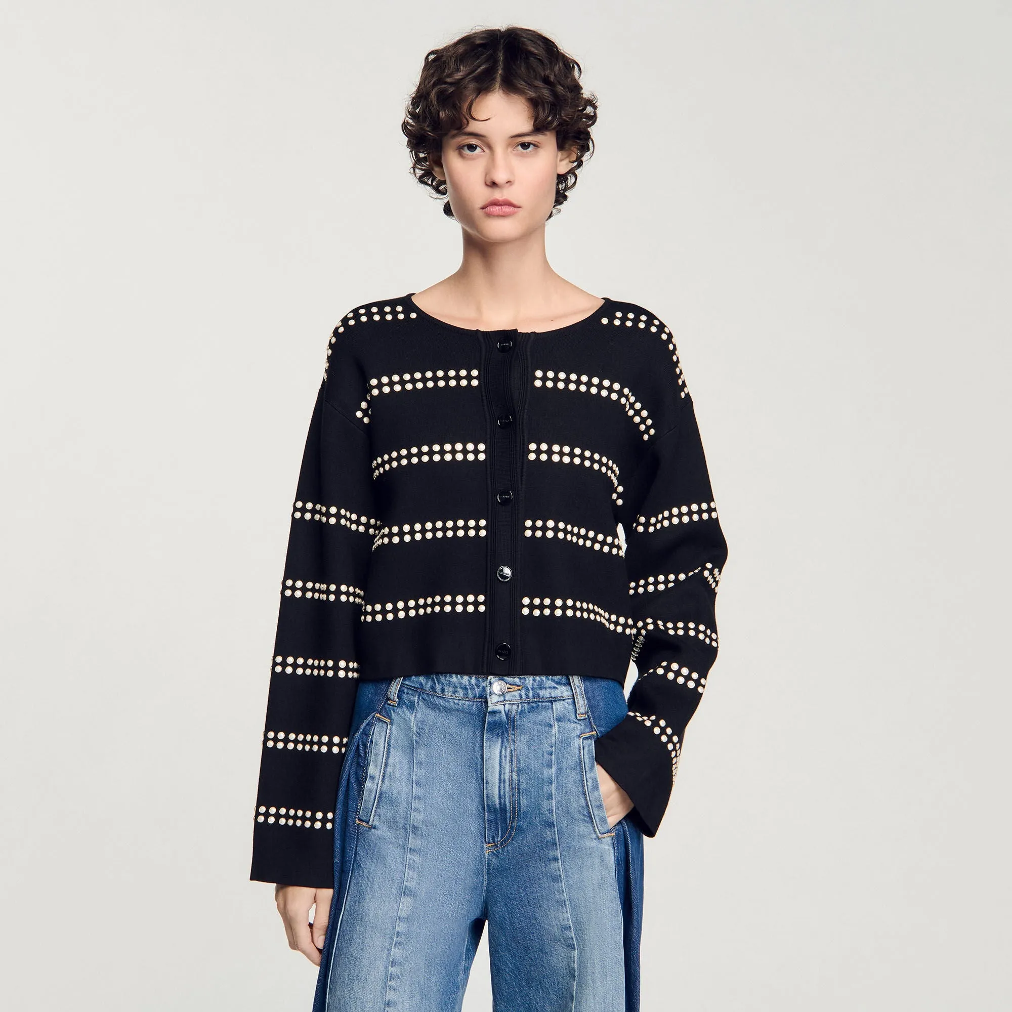 Fantaisie Studded Cardigan Black