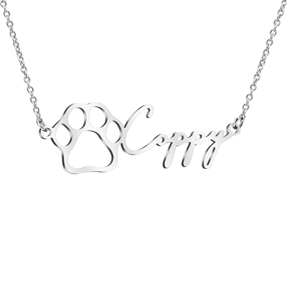 Fashionable Stainless Steel Hollow Design Name Pendant Necklace