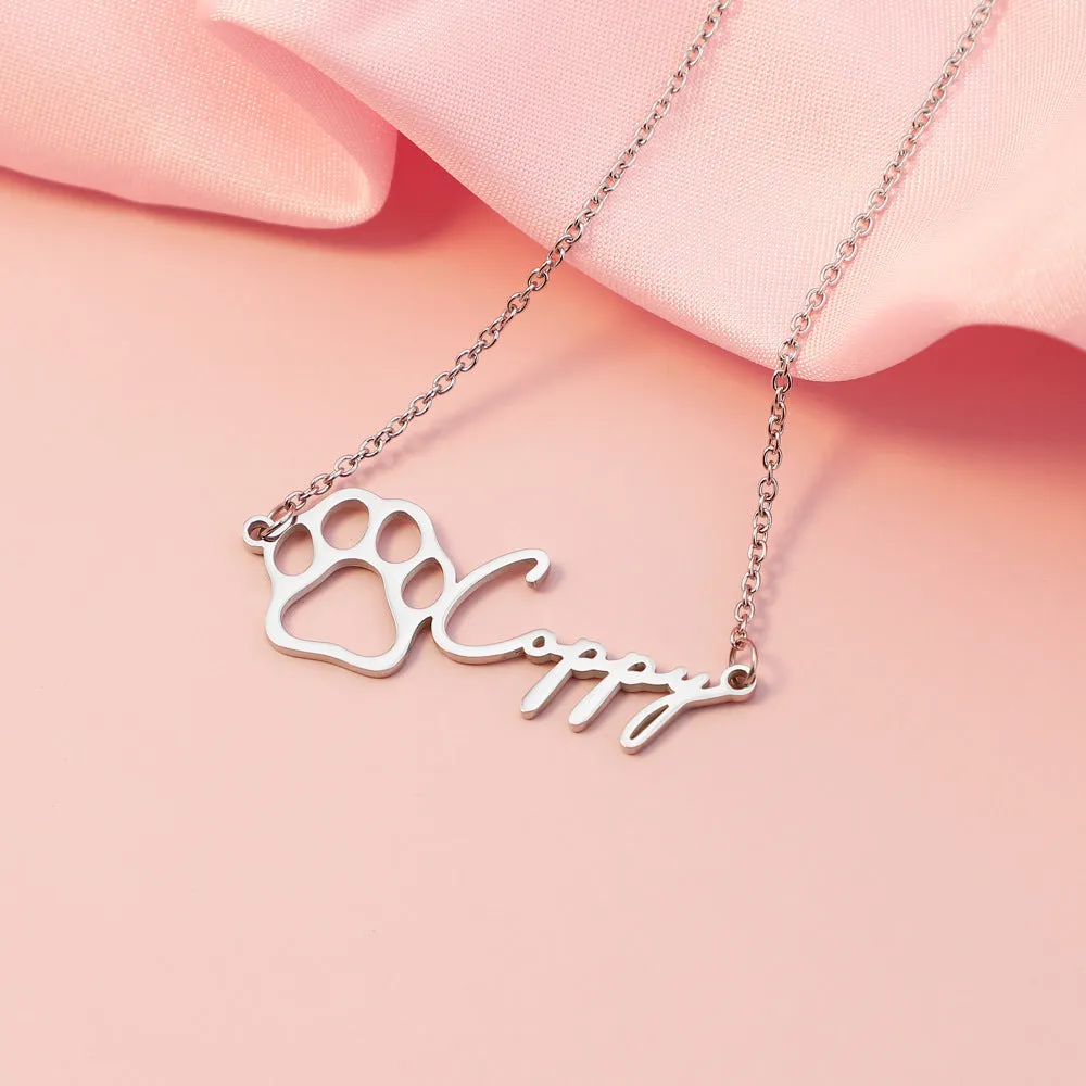 Fashionable Stainless Steel Hollow Design Name Pendant Necklace
