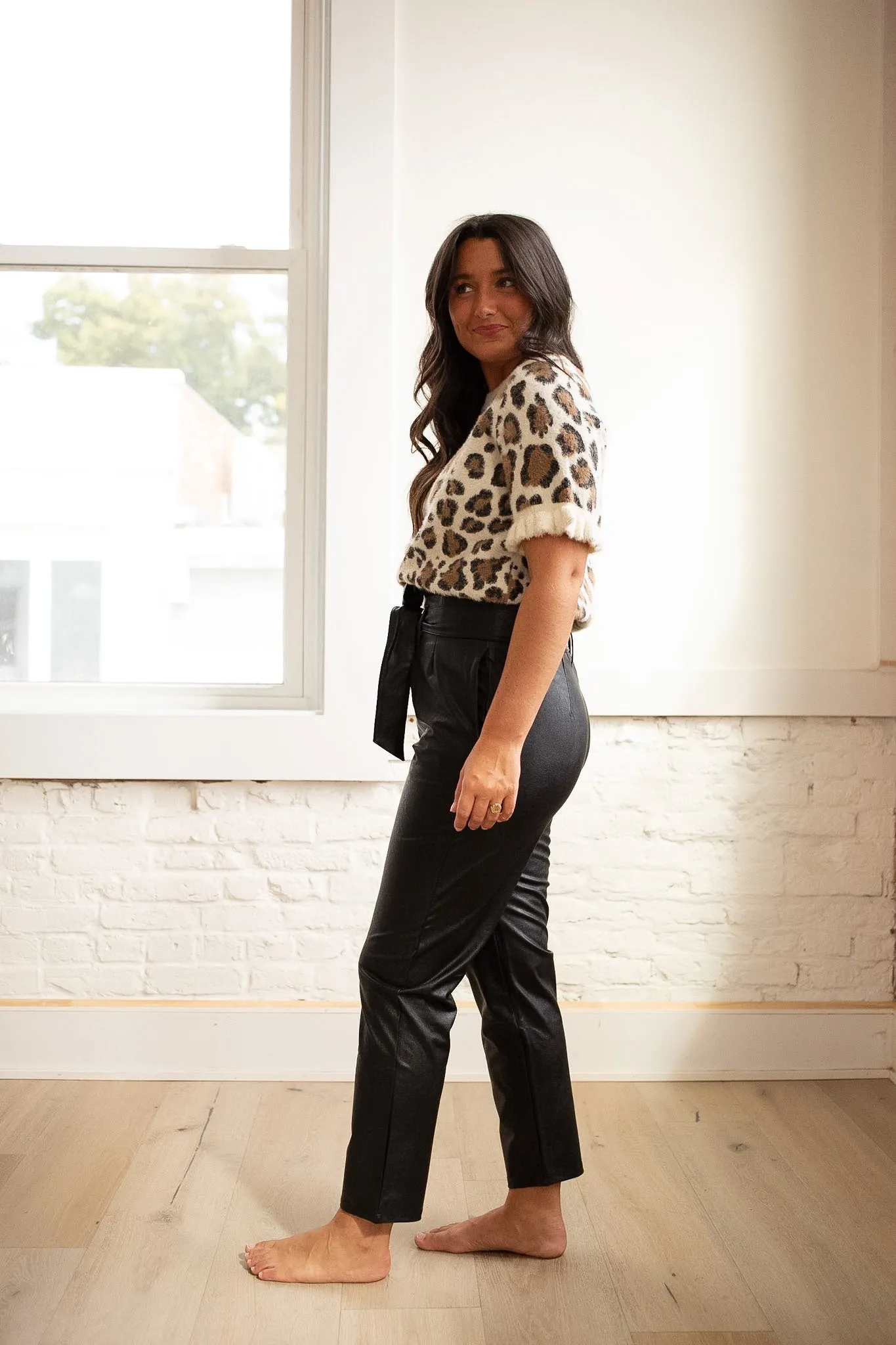 Faux Leather Paperbag Pants