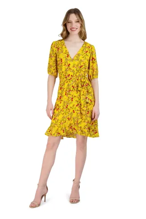 Faux Wrap Ruffle Skirt Printed Georgette