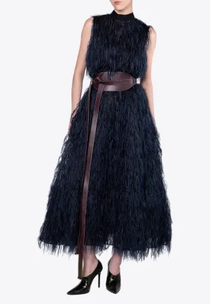 Fida Feathered Midi Dress
