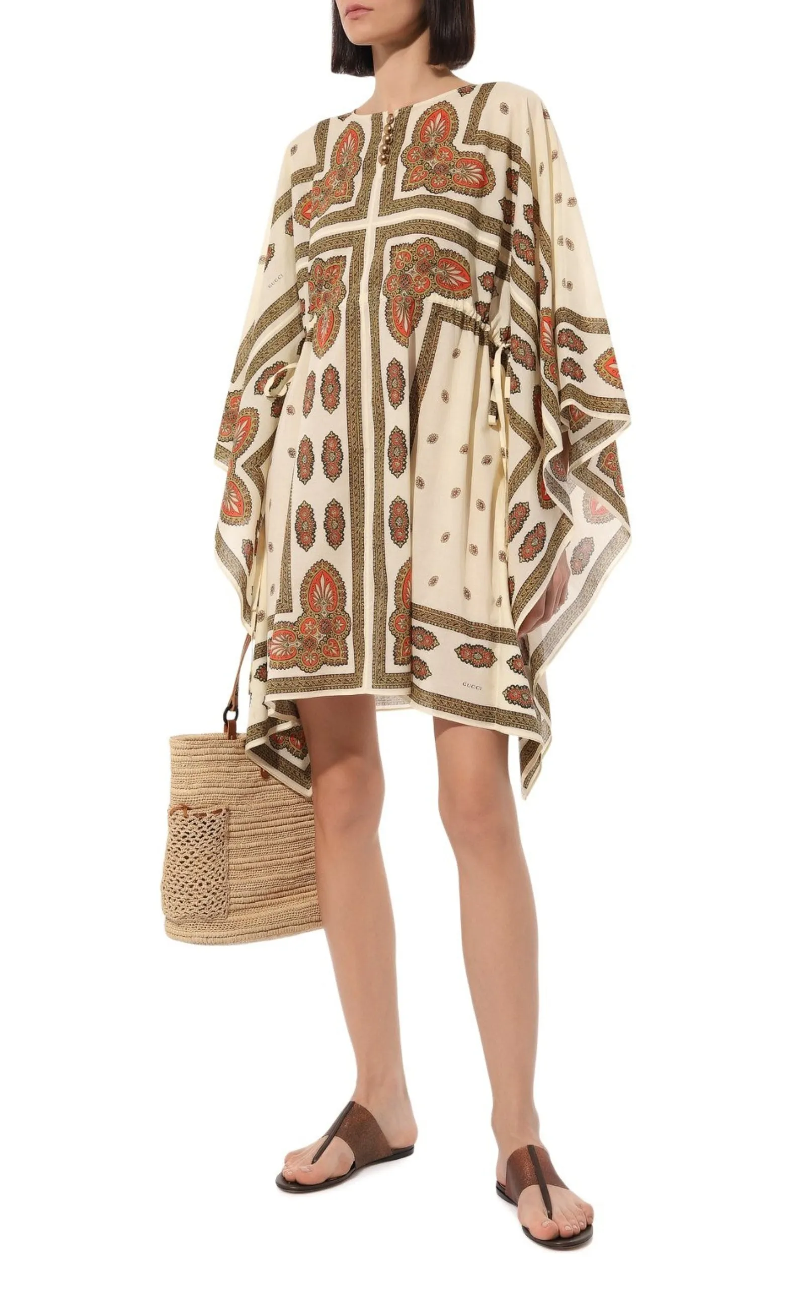 Floral Cotton Printed Midi Kaftan Dress