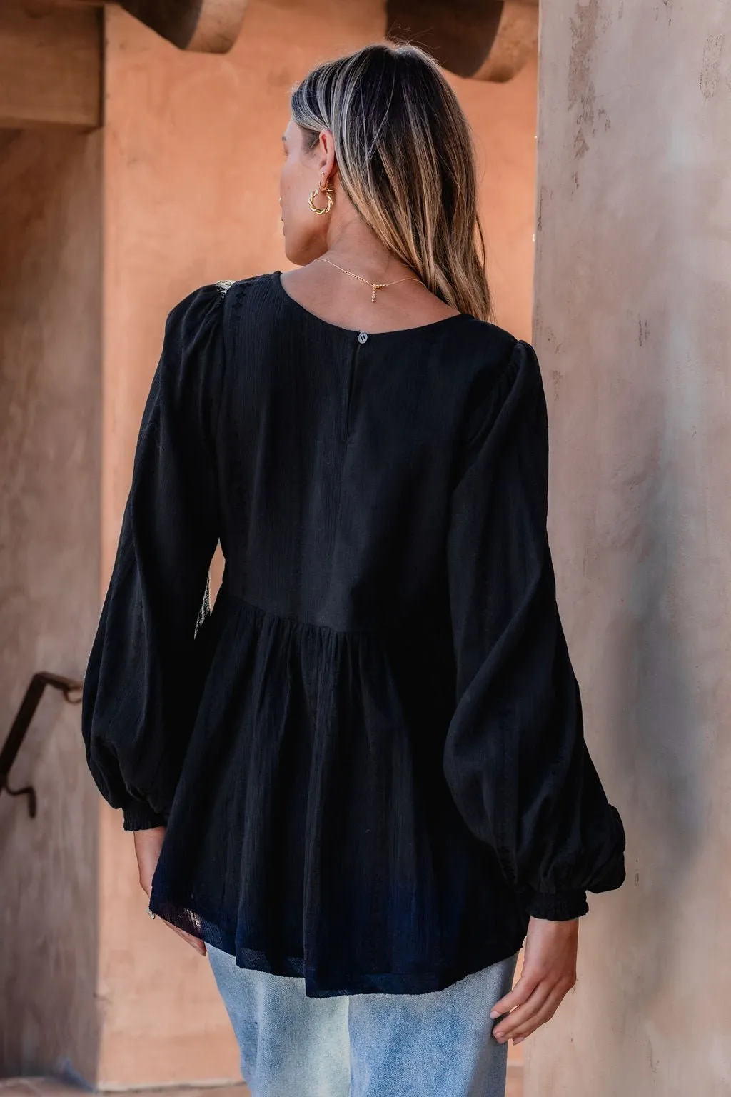 Flowy Black Ruffled Tunic - FINAL SALE