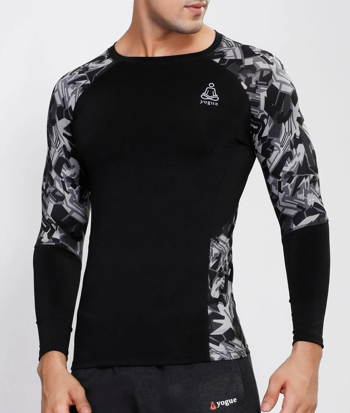 Geometric Black Full Sleeve Compression