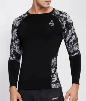 Geometric Black Full Sleeve Compression