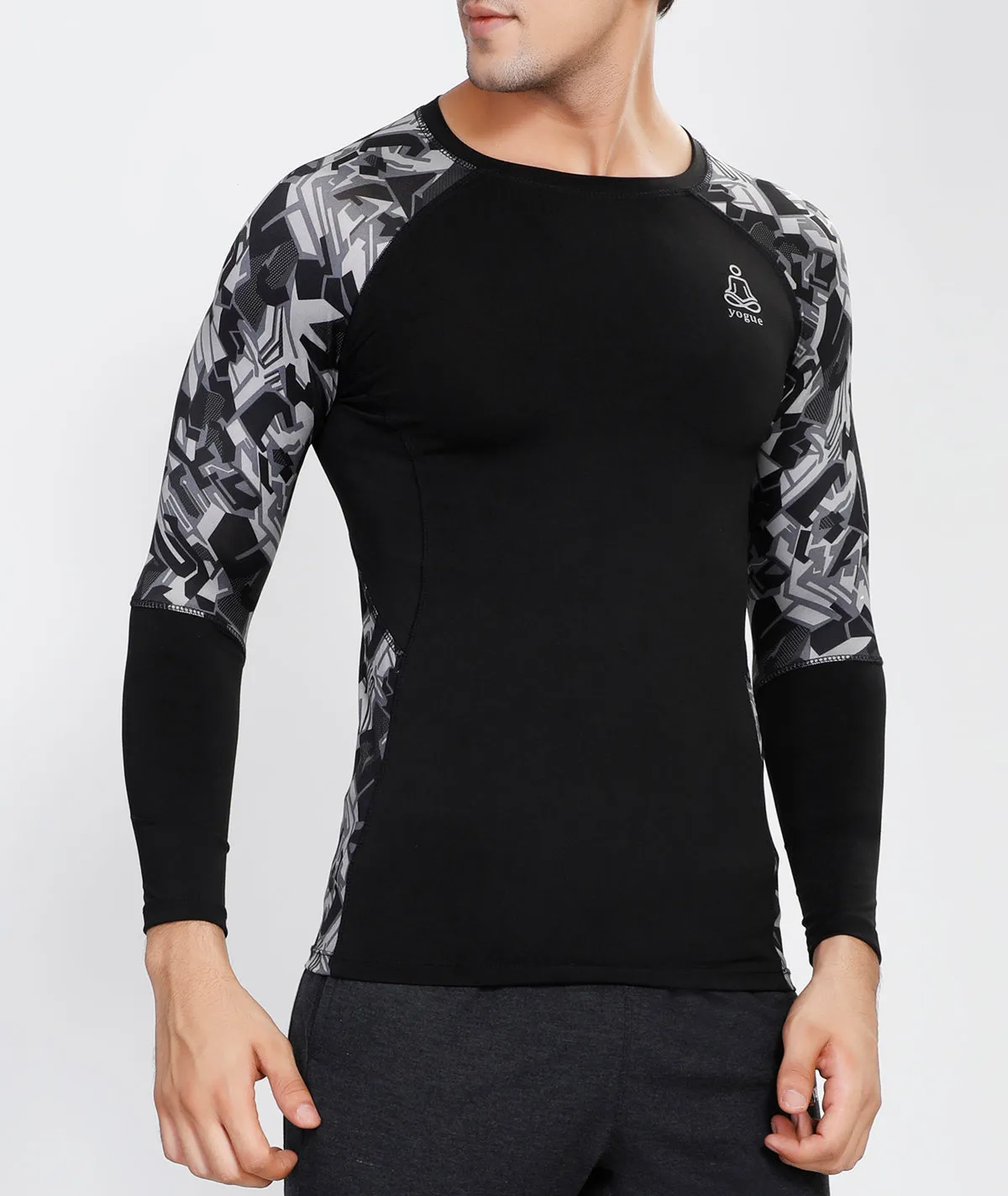 Geometric Black Full Sleeve Compression