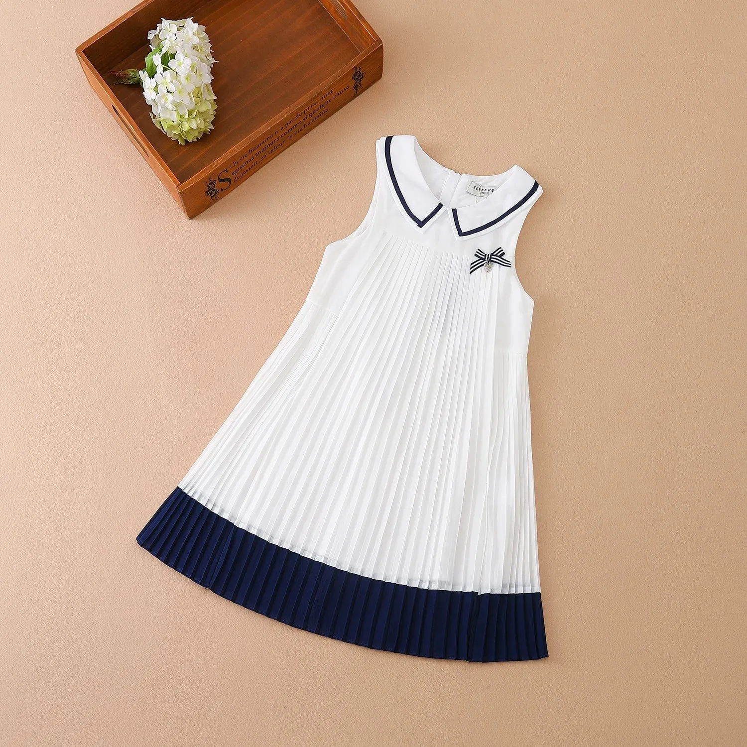 Girl Dresses Sleeveless Summer Chiffon Pleated Clothing Kids' Dresses Baby Girl One-piece Dress