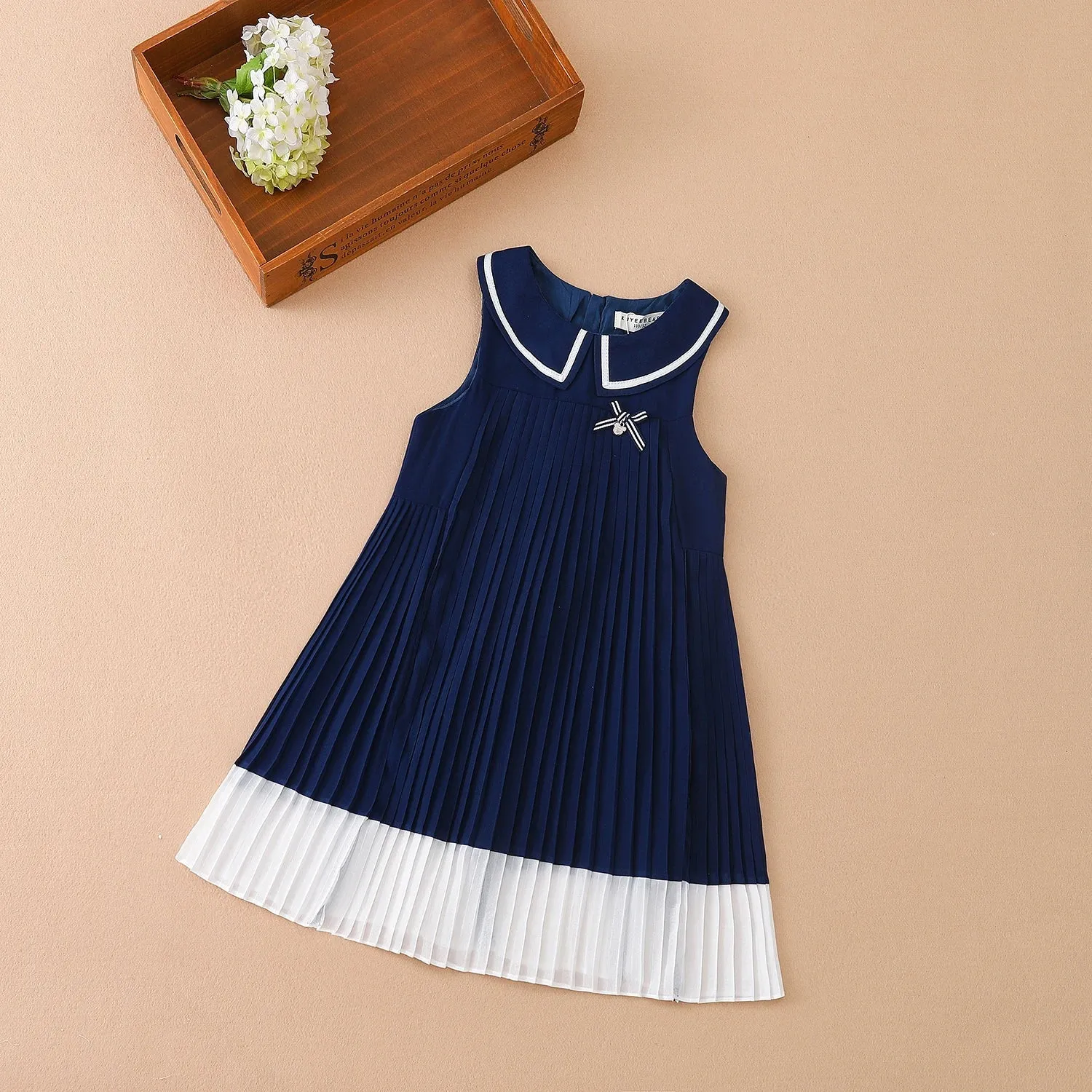 Girl Dresses Sleeveless Summer Chiffon Pleated Clothing Kids' Dresses Baby Girl One-piece Dress
