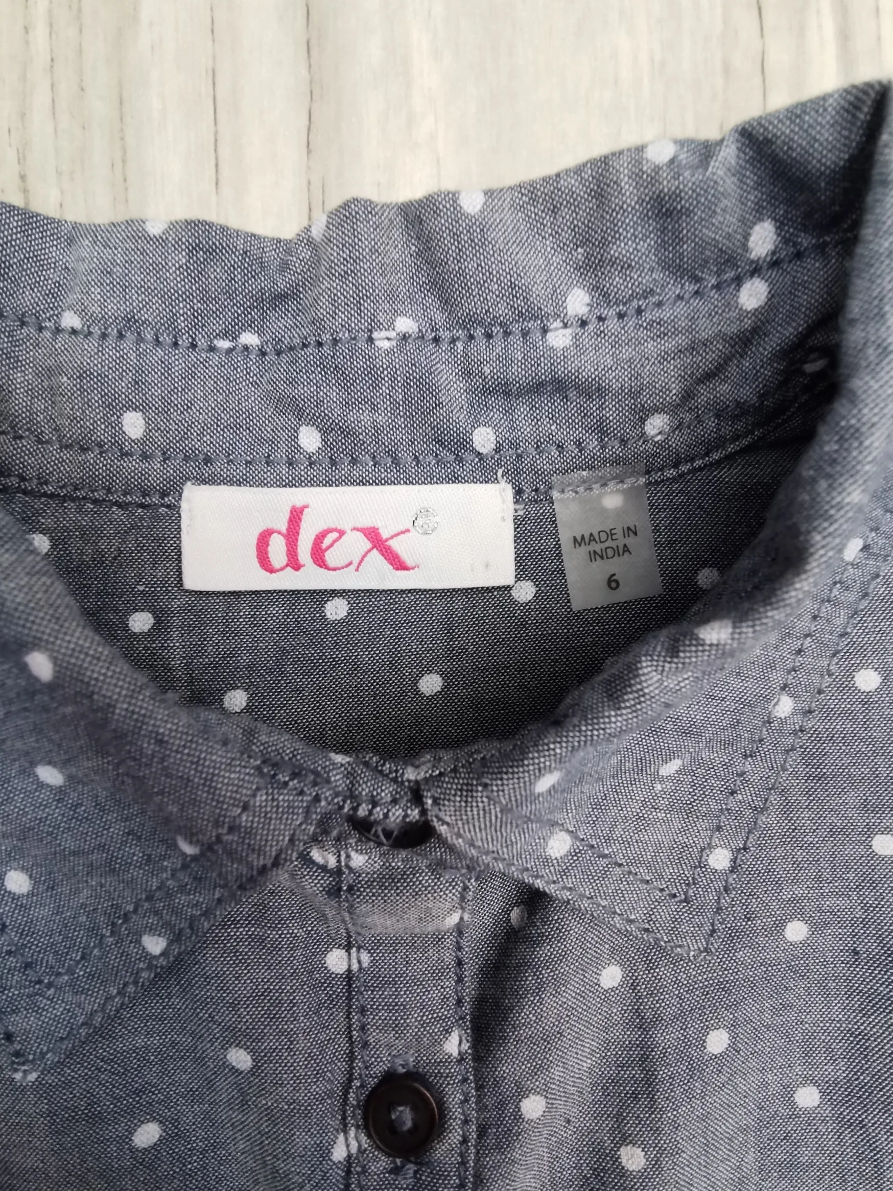 GIRL SIZE 6 YEARS - DEX Kids, Long-sleeve Polkadot Dress Top EUC B32