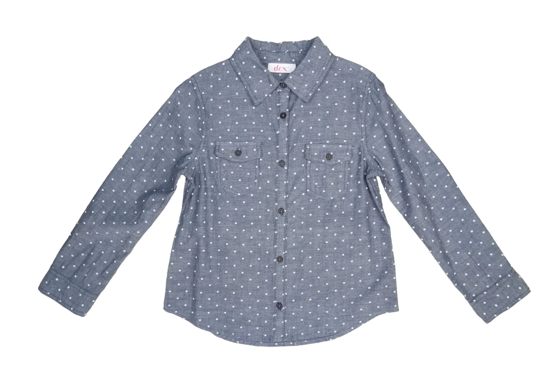 GIRL SIZE 6 YEARS - DEX Kids, Long-sleeve Polkadot Dress Top EUC B32