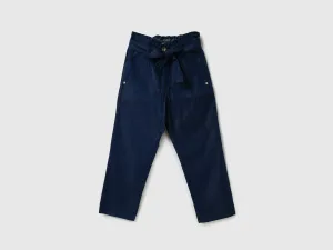 Girls Solid Paperbag Fit Jeans