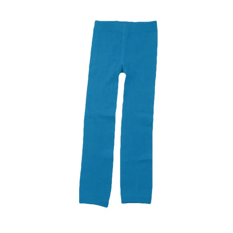 Girls Winter Warm Velvet Lined Tights Trousers Kids Elastic Thick Leggings Ninth Pants