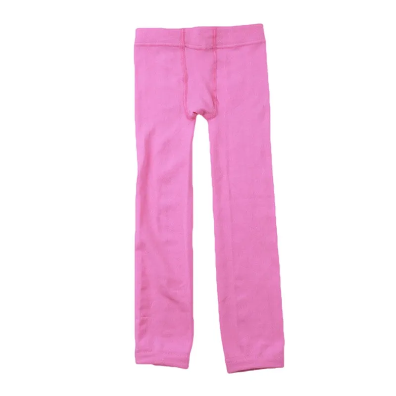 Girls Winter Warm Velvet Lined Tights Trousers Kids Elastic Thick Leggings Ninth Pants