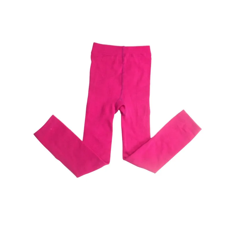 Girls Winter Warm Velvet Lined Tights Trousers Kids Elastic Thick Leggings Ninth Pants